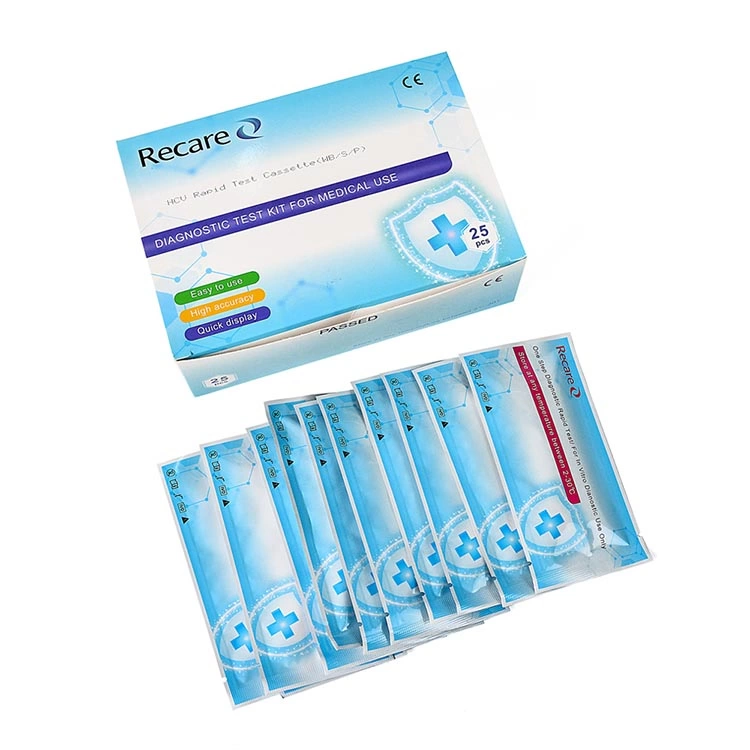 Rapid test cassette for Hepatitis C Virus antibody detection showing clear control and test lines within 15 minutes.